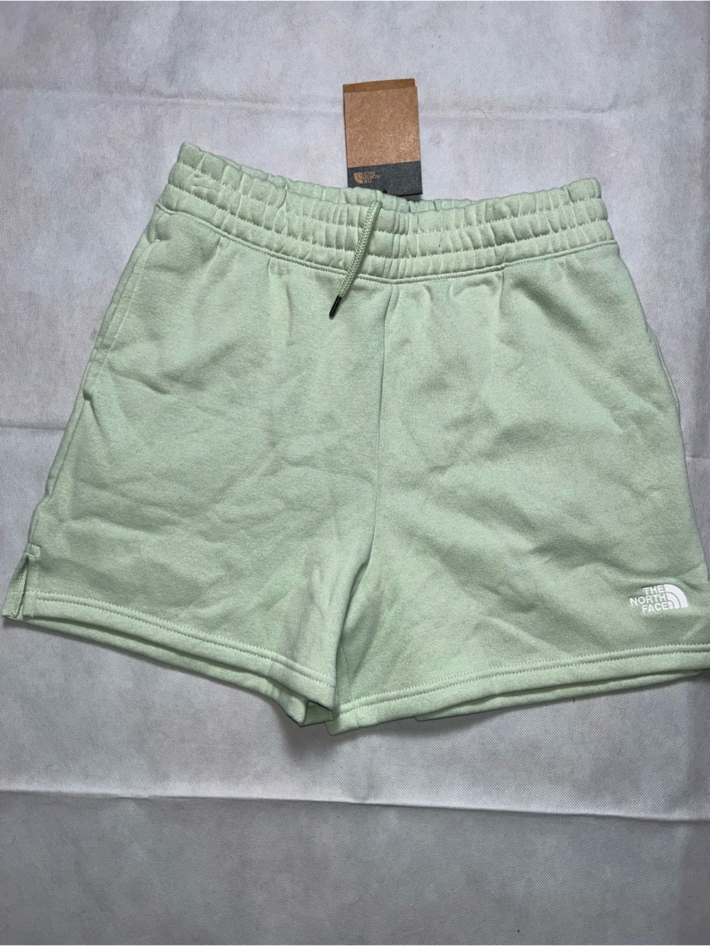 The North Face mint green fleece lined sweat sweatshirt shorts NWT size medium